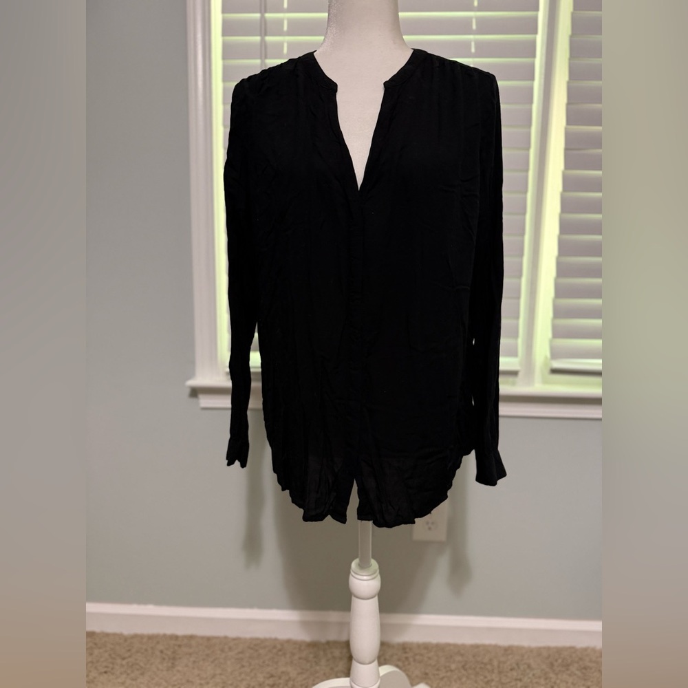 Old Navy Black Button Down Shirt Relaxed Notched Collar